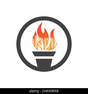 vector design. logo created from shape of abstract torch logo. Stock Vector