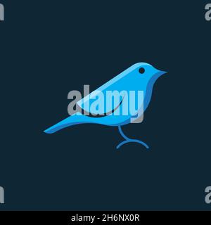 vector design. Logo created from simple blue bird with clean shape. Stock Vector