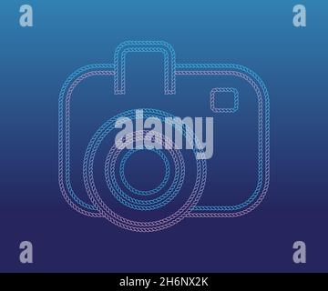 Chain strap line model camera icon, gradient background Stock Vector