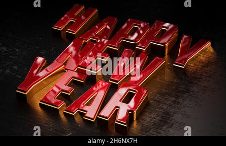 3d background with inscriptions happy new year. 3d rendering Stock Photo