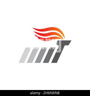 vector design. logo created from combination torch with speed effect logo. Stock Vector