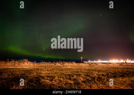 Aurora Borealis also known as the Northern Lights in Iceland. Stock Photo