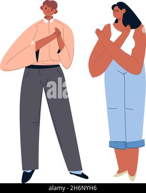 Stop sign, crossed arms gesture for timeout vector Stock Vector