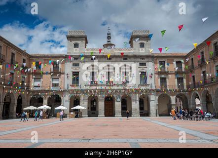 AVILA, SPAIN – JUNE 20, 2021: City Hall of Avila. It is located in the Mercado Chico Square. Stock Photo