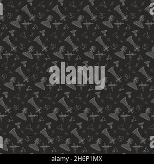 Seamless pattern with kings and pawns. Texture with chess symbols in doodle style. Stock Vector