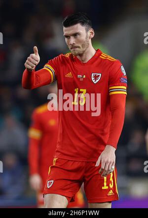 Cardiff, Wales, 16th November 2021.   Kieffer Moore of Wales during the FIFA World Cup 2022 - European Qualifying match at the Cardiff City Stadium, Cardiff. Picture credit should read: Darren Staples / Sportimage Stock Photo