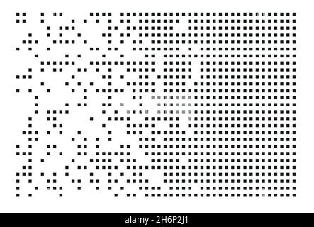 Pixel disintegration, decay effect. Various rectangular elements made of square shapes. Stock Vector