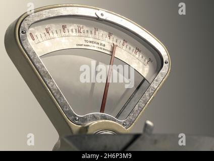 A vintage grocery shop food scale from the 60's on an isolated white studio background - 3D render Stock Photo