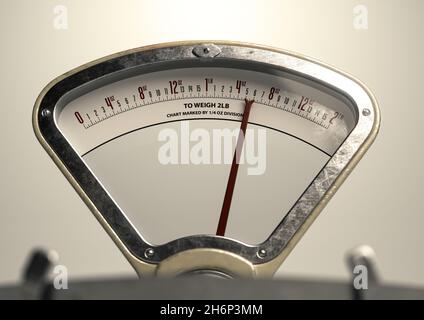 A vintage grocery shop food scale from the 60's on an isolated white studio background - 3D render Stock Photo