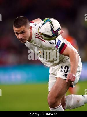 Belgium's Leander Dendoncker during the FIFA World Cup Qualifying match at the Cardiff City Stadium, Cardiff. Picture date: Tuesday November 16, 2021. Stock Photo