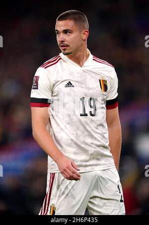 Belgium's Leander Dendoncker during the FIFA World Cup Qualifying match at the Cardiff City Stadium, Cardiff. Picture date: Tuesday November 16, 2021. Stock Photo