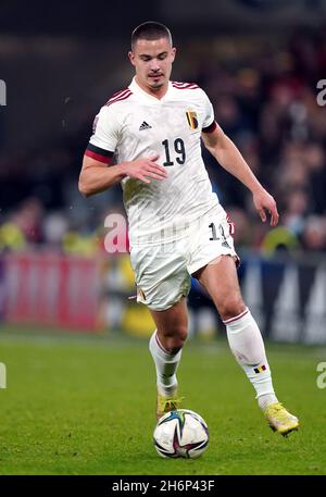 Belgium's Leander Dendoncker during the FIFA World Cup Qualifying match at the Cardiff City Stadium, Cardiff. Picture date: Tuesday November 16, 2021. Stock Photo