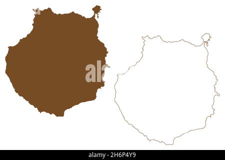 Gran Canaria island (Kingdom of Spain, Canary Islands) map vector illustration, scribble sketch Grand Canary map Stock Vector
