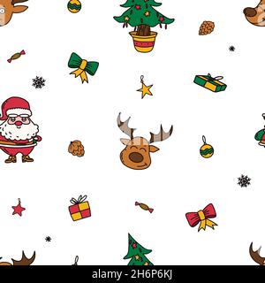 new year drawings icons, large set of festive clip-art graphics. Christmas design elements. Stock Vector