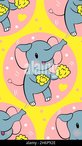 Cute elephants kawaii cartoon vector characters set. Adorable and funny ...