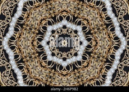 Abstract Golden Forms mandala Pattern, coming from a fractal design. Esoteric seamless background. Stock Photo