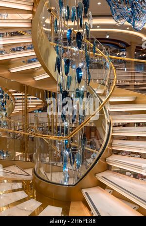 Sky Princess cruise ship, interior Spiral staircase Stock Photo