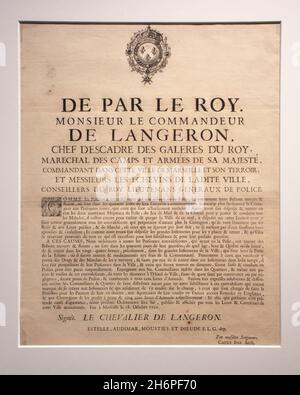 Musée d'Histoire de Marseille : Exposition Great Plague 1720 Edit Royal Stock Photo