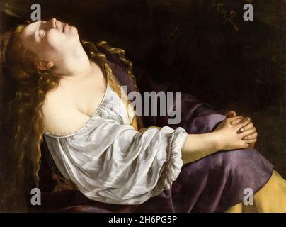 Mary Magdalene In Ecstasy By Artemisia Gentileschi Oil On Canvas C Stock