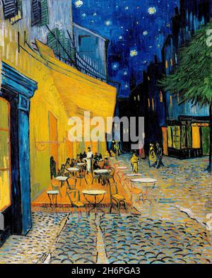 Terrace of a café at night (Place du Forum), Post Impressionist painting by Vincent van Gogh, 1888 Stock Photo