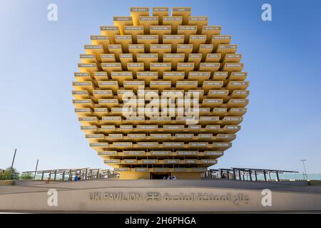 Dubai, UAE, 15.11.2021. UK Pavilion at Expo 2020 Dubai, facade with poems, inspired by Stephen Hawking. Stock Photo