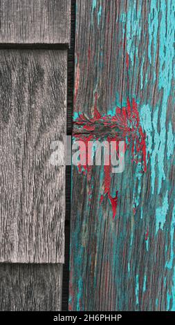 Weathered cedar siding on maritime fishing shed Stock Photo