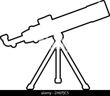 Telescope Science tool Education astronomy equipment contour outline icon black color vector illustration flat style simple image Stock Vector