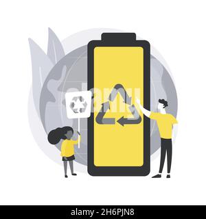 Battery recycling abstract concept vector illustration. Stock Vector