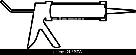 Silicone gun Caulking glue seal contour outline icon black color vector illustration flat style simple image Stock Vector