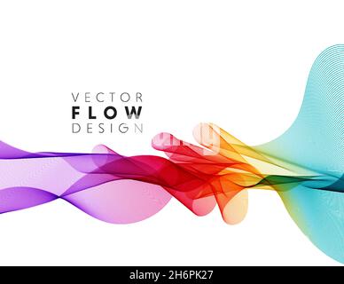 Vector abstract colorful flowing wave lines isolated on white background. Design element for wedding invitation, greeting card Stock Vector