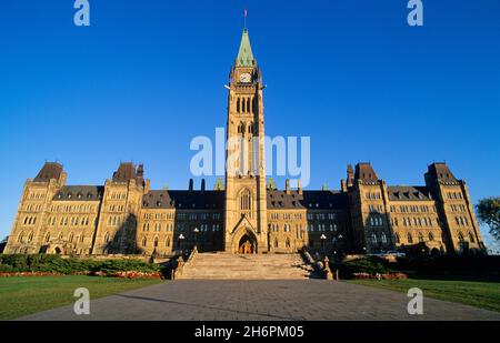 Centre Block of the Canadian Parliament Buildings, Ottawa, Ontario, Canada Stock Photo