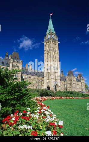 Centre Block of the Canadian Parliament Buildings, Ottawa, Ontario, Canada Stock Photo