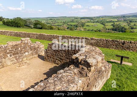 Looking across the valley of the River Irthing from Banks East Turret on Hadrians Wall near Lanercost, Brampton, Cumbria UK Stock Photo