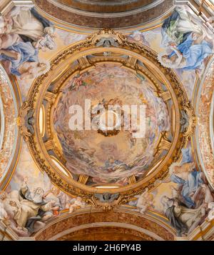 ROME, ITALY - SEPTEMBER 2, 2021: The side cupola with the fresco Glory of St. Catherine of Siena in  church Basilica di Santa Sabina Stock Photo