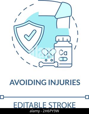 Avoiding injuries blue concept icon Stock Vector
