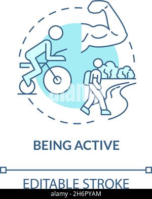 Being active blue concept icon Stock Vector