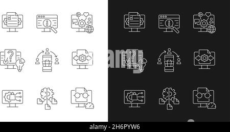 Digital literacy skills linear icons set for dark and light mode Stock Vector