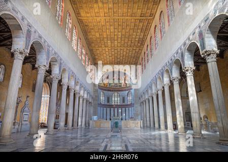 ROME, ITALY - SEPTEMBER 2, 2021: The nave church Basilica di Santa Sabina. Stock Photo
