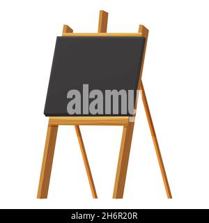 Chalkboard, blackboard on wooden easel tripod in cartoon style isolated on white background. Presentation empty frame. Vector illustration Stock Vector