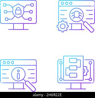 Use of digital technologies gradient linear vector icons set Stock Vector