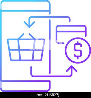 Digital transacting gradient linear vector icon Stock Vector