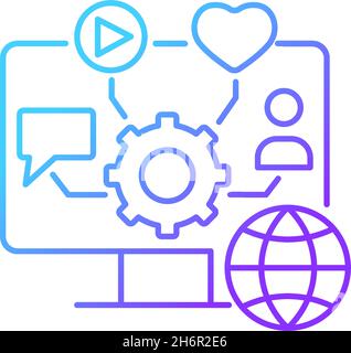 Social media management gradient linear vector icon Stock Vector