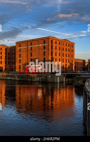 The stunning Royal Albert Docks on Liverpool's historic waterfront. Stock Photo