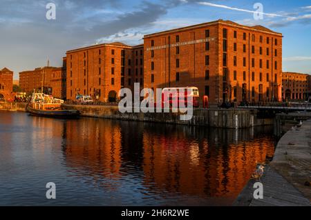 The stunning Royal Albert Docks on Liverpool's historic waterfront. Stock Photo