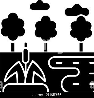 Wetland black glyph icon Stock Vector