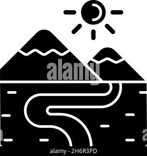 Valley black glyph icon Stock Vector