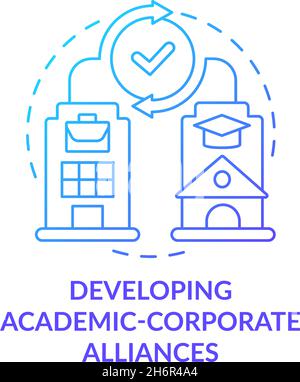 Developing university and company alliances concept icon Stock Vector