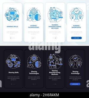 Tech sharing methods onboarding mobile app page screen Stock Vector