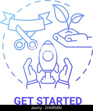 Get started blue gradient concept icon Stock Vector
