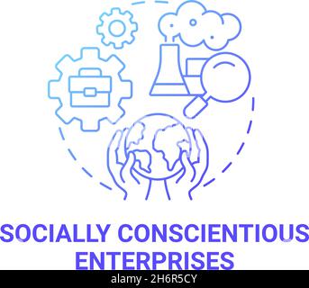 Socially conscientious enterprises blue gradient concept icon Stock Vector